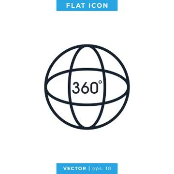 360 Degrees View Icon Vector Design Template Stock Illustration