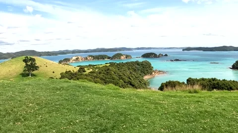 360 degrees view over the Bay of islands Stock Footage 238641765