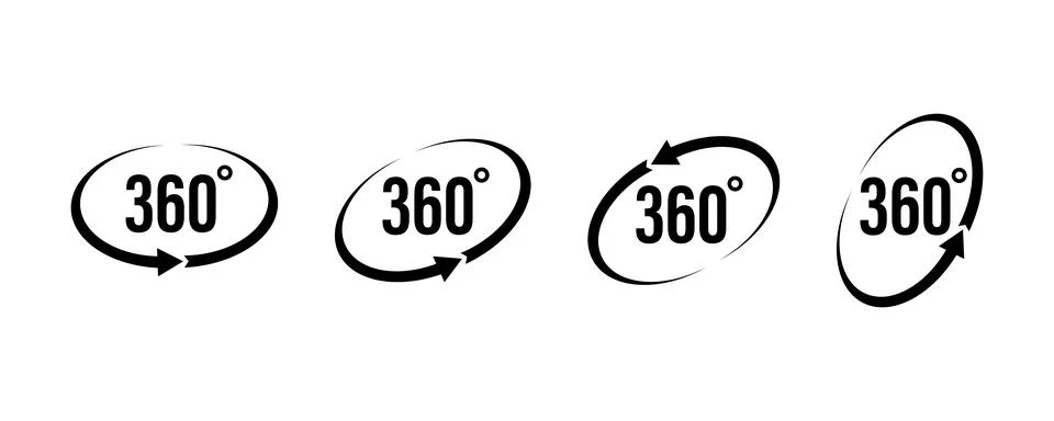 360 Degrees View . Set of circel arrow. Vector icon . Round signs with arrows 库存插图