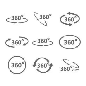 360 Degrees View Vector Icon. Stock Illustration