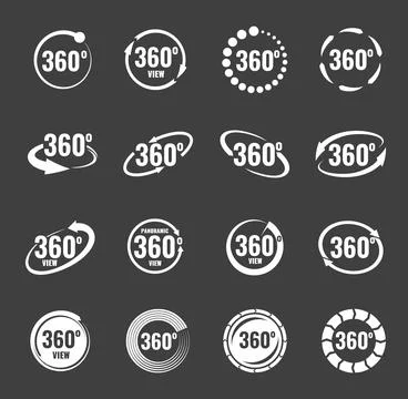 360 degrees virtual camera rotate vector icons Stock Illustration