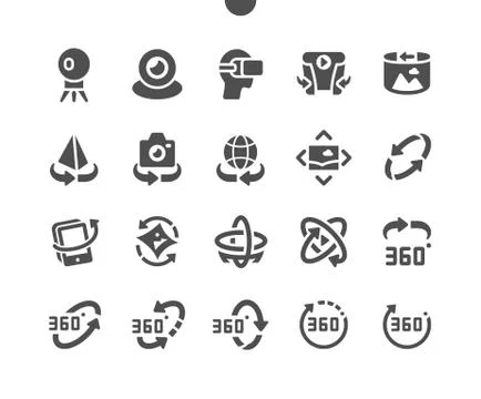 360 degrees Well-crafted Pixel Perfect Vector Solid Icons イラスト素材