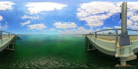 360 equirectangular aerial view of Brickell Bay Miami 8k 2025 Video stock 306905250