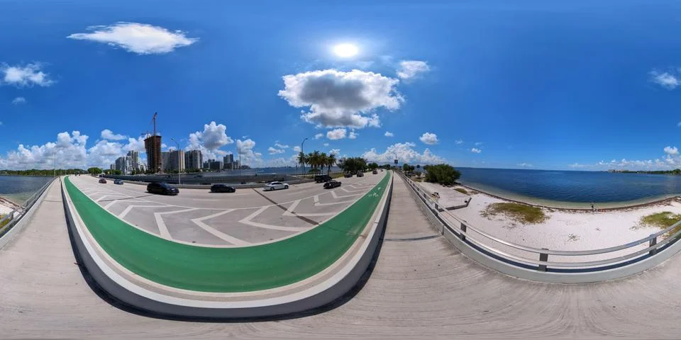360 equirectangular image of waters of Key Biscayne Miami FL Foto stock