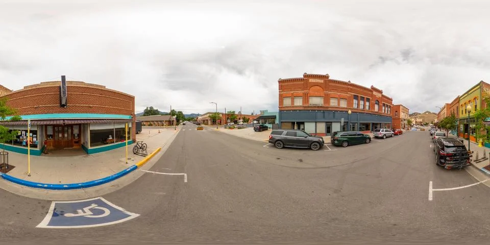 360 equirectangular panorama Fun Street Family Arcade Salida Colorado Foto stock