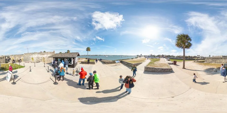 360 equirectangular panorama St Augustine Florida Castillo De Sa Foto stock