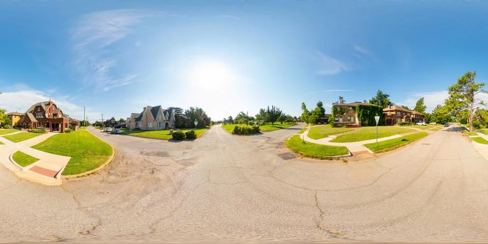 360 equirectangular photo upscale single family homes in Oklahoma City Foto stock