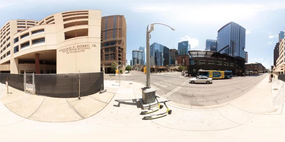 360 equirectangular photo of the William P Hobby Jr State Office Building D.. Foto stock