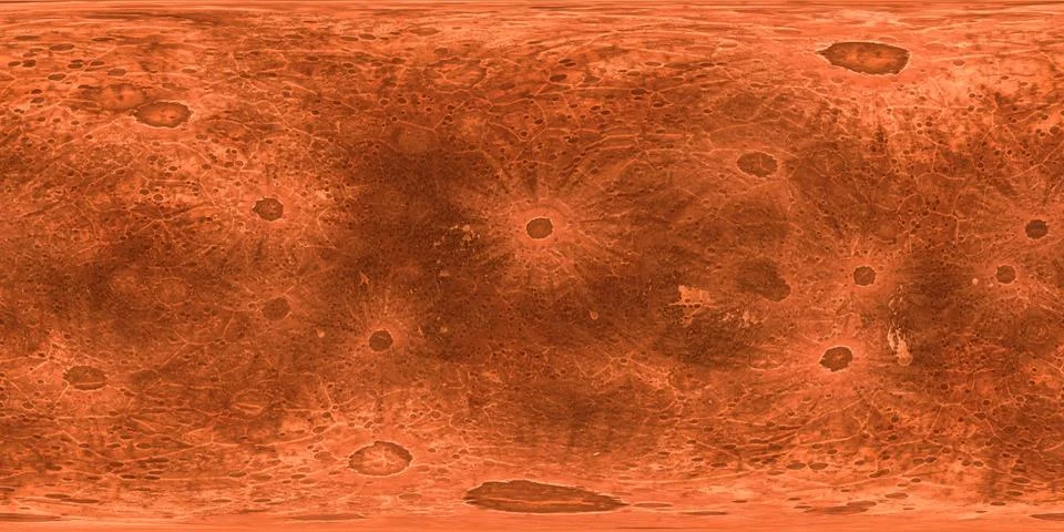 360 Equirectangular projection. Red planet texture, spherical map. 库存插图