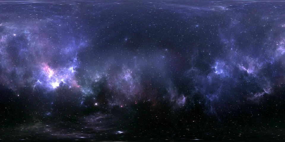 360 Equirectangular projection. Space background with nebula and stars Stock Illustration