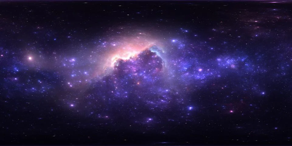 360 Equirectangular projection. Space background with nebula and stars. 库存插图