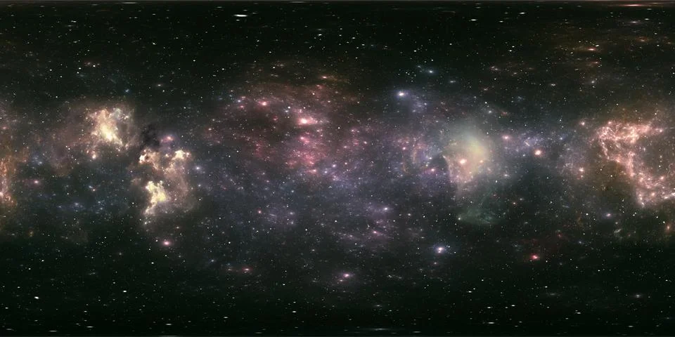 360 Equirectangular projection. Space background with nebula and stars. 库存插图