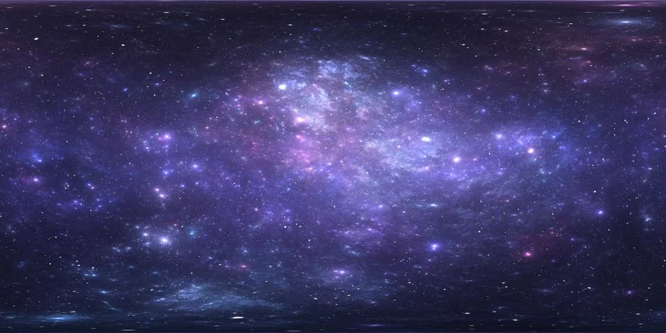 360 Equirectangular projection. Space background with nebula and stars. Stock Illustration