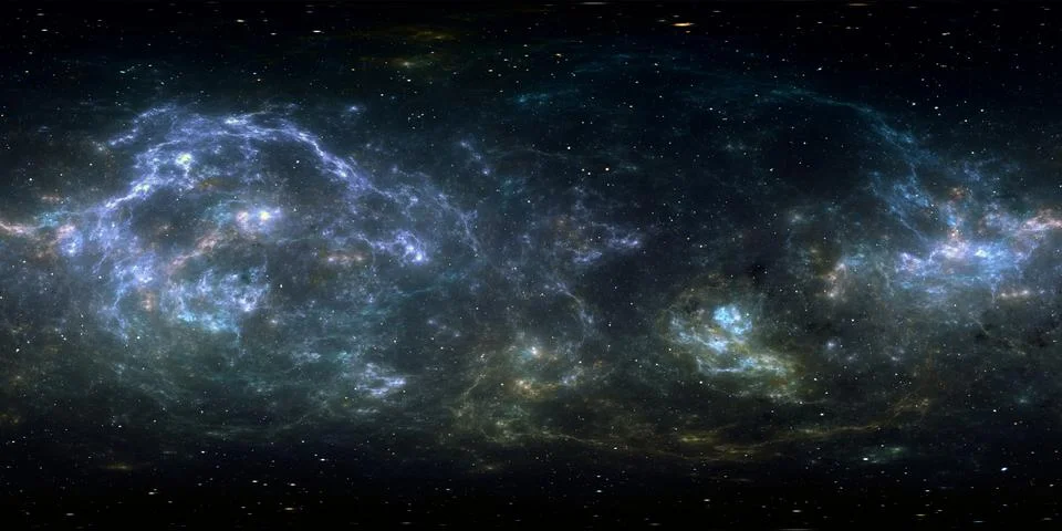 360 Equirectangular projection. Space background with nebula and stars. 库存插图