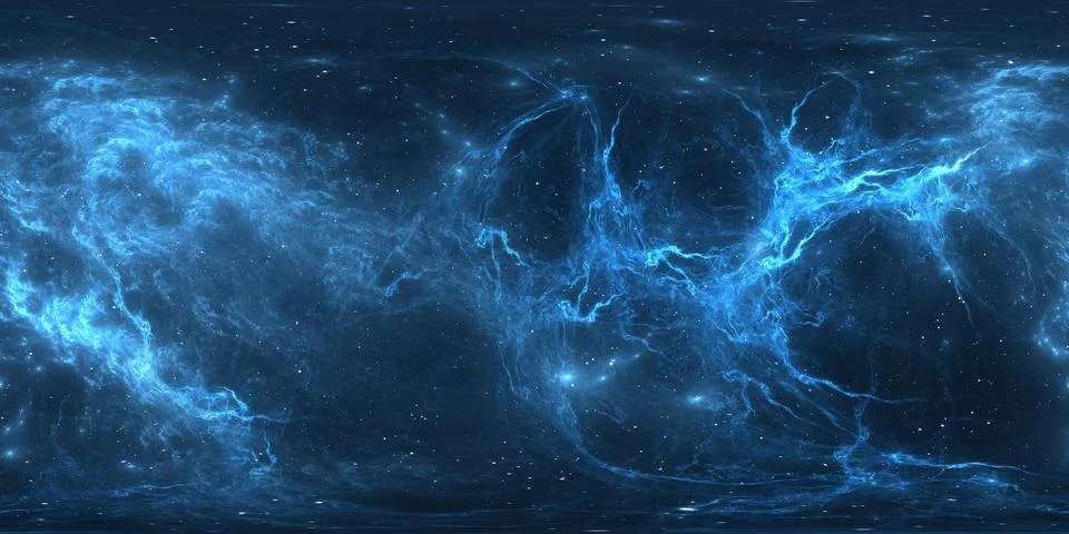 360 Equirectangular projection. Space background with nebula and stars. Stock Illustration