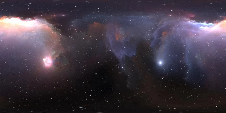 360 Equirectangular projection. Space background with nebula and stars. 库存插图