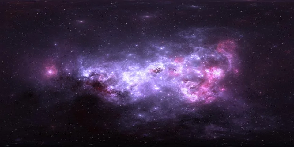 360 Equirectangular projection. Space background with nebula and stars. 库存插图