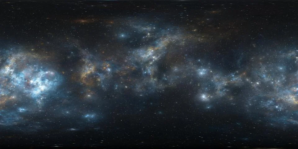 360 Equirectangular projection. Space background with nebula and stars. 库存插图