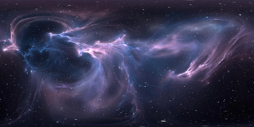 360 Equirectangular projection. Space background with nebula and stars. 库存插图