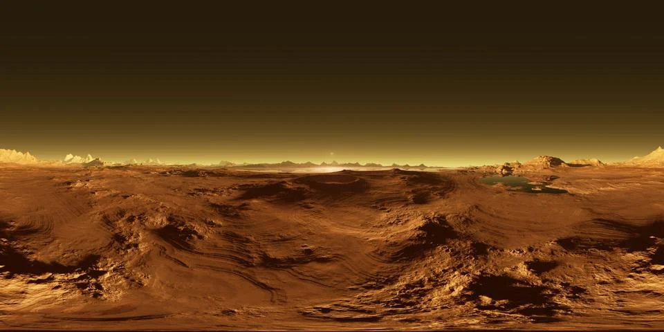 360 Equirectangular projection of Titan, largest moon of Saturn with atmosphe 库存插图