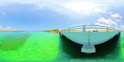 360 equirectangular spherical video of water from a bridge Video stock 306905227