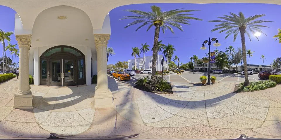 360 equirectangular vr photo of upscale shops South Naples Florida 5th Ave 写真素材