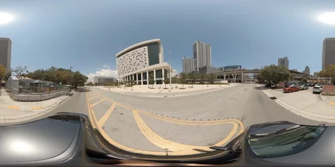 360 footage Downtown Miami desolate scene during coronavirus Covid 19 lock do Stock Footage 127842205