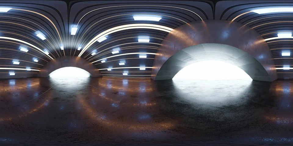 360 full equirectangular panorama dark abstract concrete and soldered metal Stock Illustration