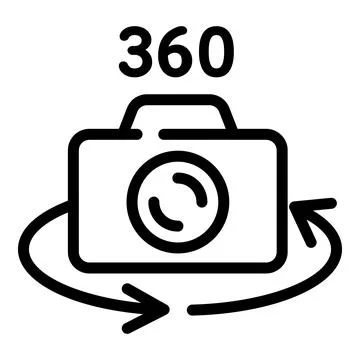 360 grade camera icon, outline style Stock Illustration