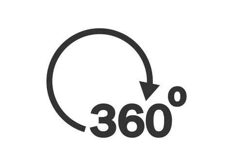 360 graduce icon. Circle arrow illustration symbol. Sign 360 vector flat. Stock Illustration