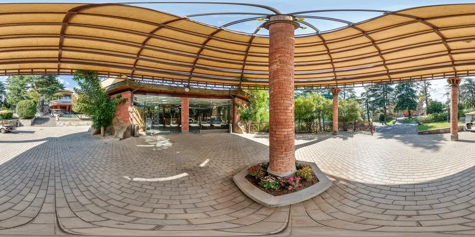 360 hdri panorama in equirectangular spherical projection in interior wooden  Foto stock
