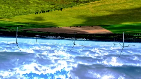 360 Hyperlapse Wind Turbines Green Farmland Rural Aerial Panorama Stock Footage 337369275