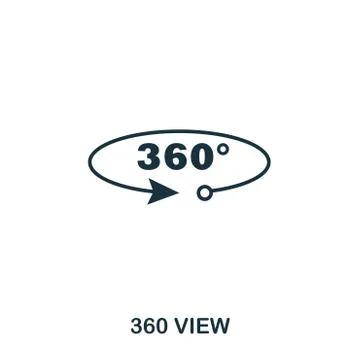 360 icon. Mobile app, printing, web site icon. Simple element sing. Monochrome 库存插图