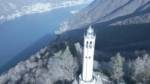 360 lighthouse over lake Stock Footage 296089567