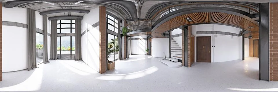 360 open space interior loft design. Stock Illustration