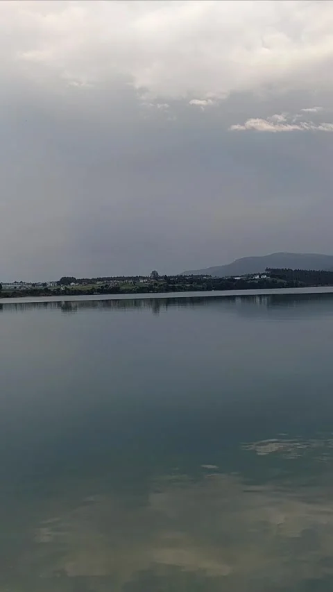 360 Pan Water Landscape with Rainbow and City Shoreline Video stock 342569866
