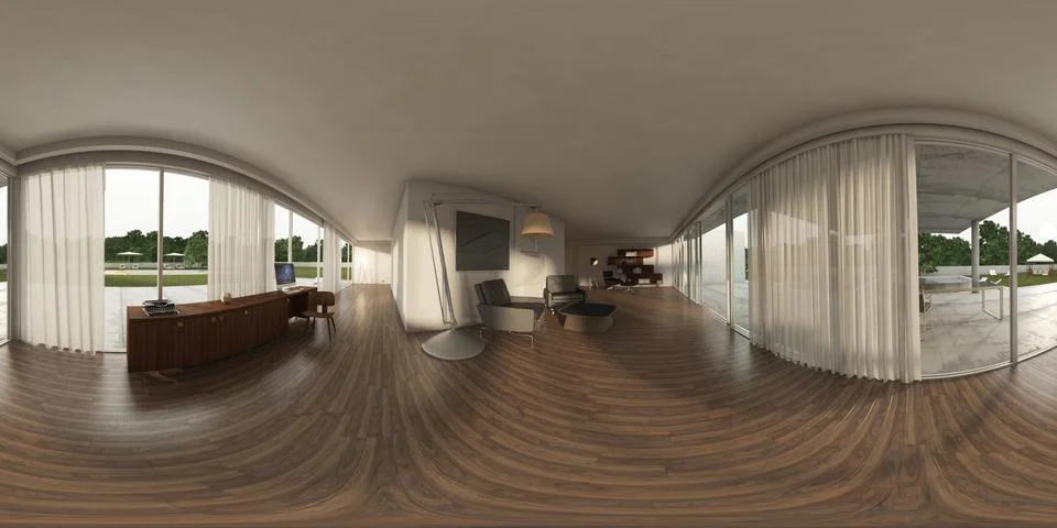 360 panorama VR , 3d rendering of interior modern armchair. 3D illustration Stock Illustration
