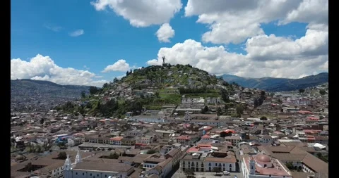 360° panoramic drone view of Quito Historic Center Stock Footage 319688534