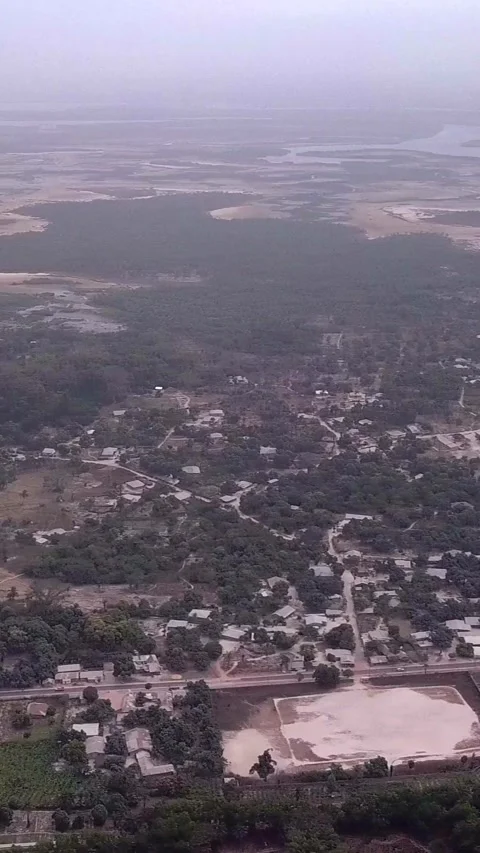 360 Panoramic view of Cap Skirring with city, airport, ocean and countryside Video stock 230670643