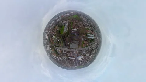 360 Panoramic View of Luton City During Mostly Cloudy Day Stock Footage 327793225