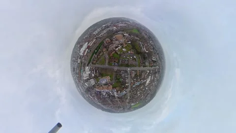 360 Panoramic View of Luton City During Mostly Cloudy Day Stock Footage 327793242