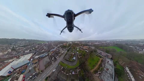 360 Panoramic View of Luton City During Mostly Cloudy Day Stock Footage 327793306