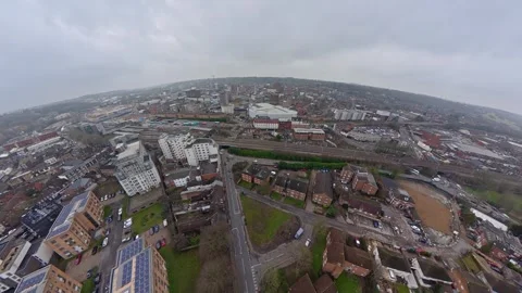 360 Panoramic View of Luton City During Mostly Cloudy Day Stock Footage 327793341