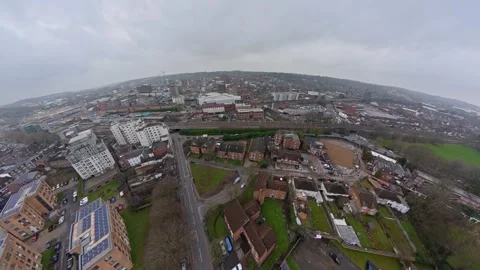 360 Panoramic View of Luton City During Mostly Cloudy Day Stock Footage 327793342
