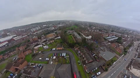360 Panoramic View of Luton City During Mostly Cloudy Day Vídeo Stock 327793391