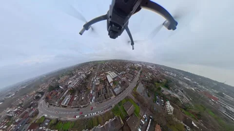 360 Panoramic View of Luton City During Mostly Cloudy Day Vídeo Stock 327793516