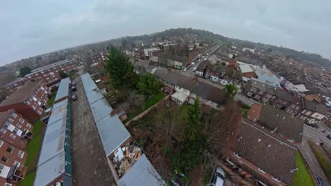 360 Panoramic View of Luton City During Mostly Cloudy Day Stock Footage 327793518