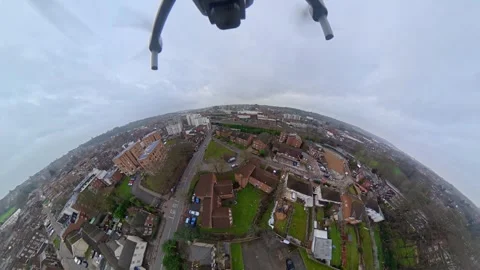 360 Panoramic View of Luton City During Mostly Cloudy Day Stock Footage 327793622