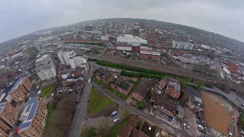 360 Panoramic View of Luton City During Mostly Cloudy Day Stock Footage 327793662