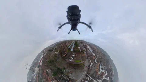 360 Panoramic View of Luton City During Mostly Cloudy Day Stock Footage 327793828